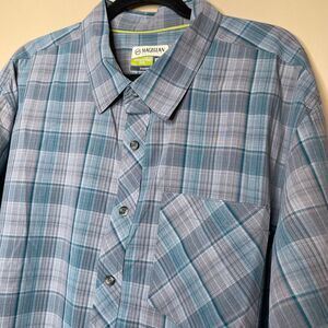 Magellan Outdoors Men's Classic Fit Plaid Long‎ Sleeve Button Up Shirt Size 2XL